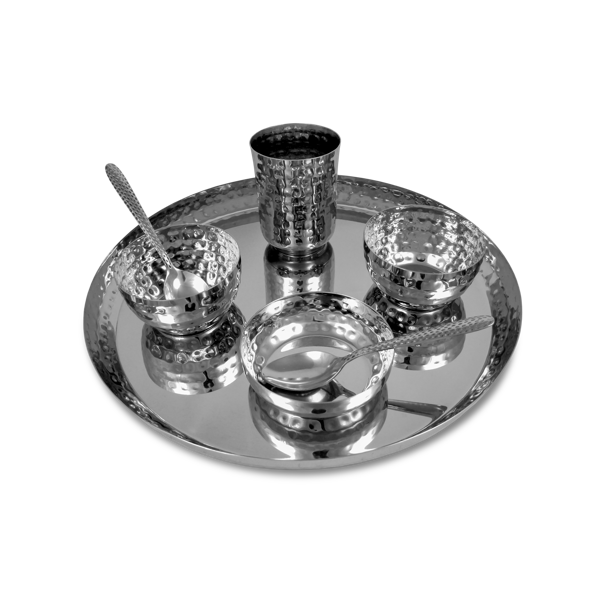 Deluxe Maharaja Thali 7 pc set Hammer design - Image 2