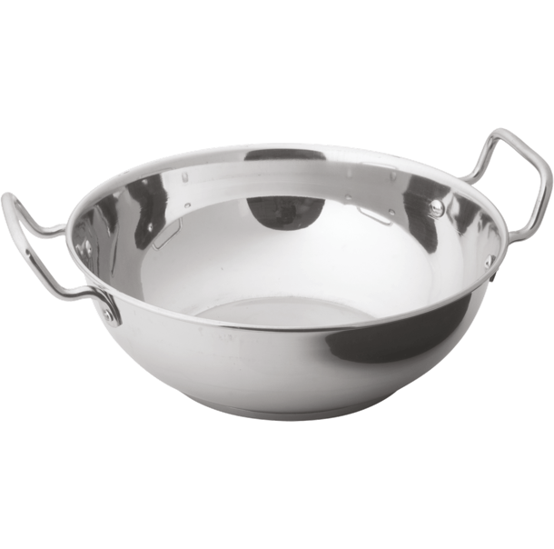 Stainless Steel Kadai Karahi Wok Triply Fry Indian Curry Pan Table Dish  with Lid